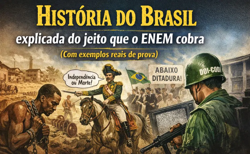 Imagem do artigo História do Brasil explicada do jeito que o ENEM cobra (com exemplos reais de prova)